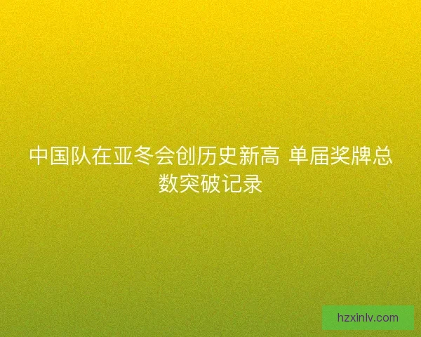 中国队在亚冬会创历史新高 单届奖牌总数突破记录